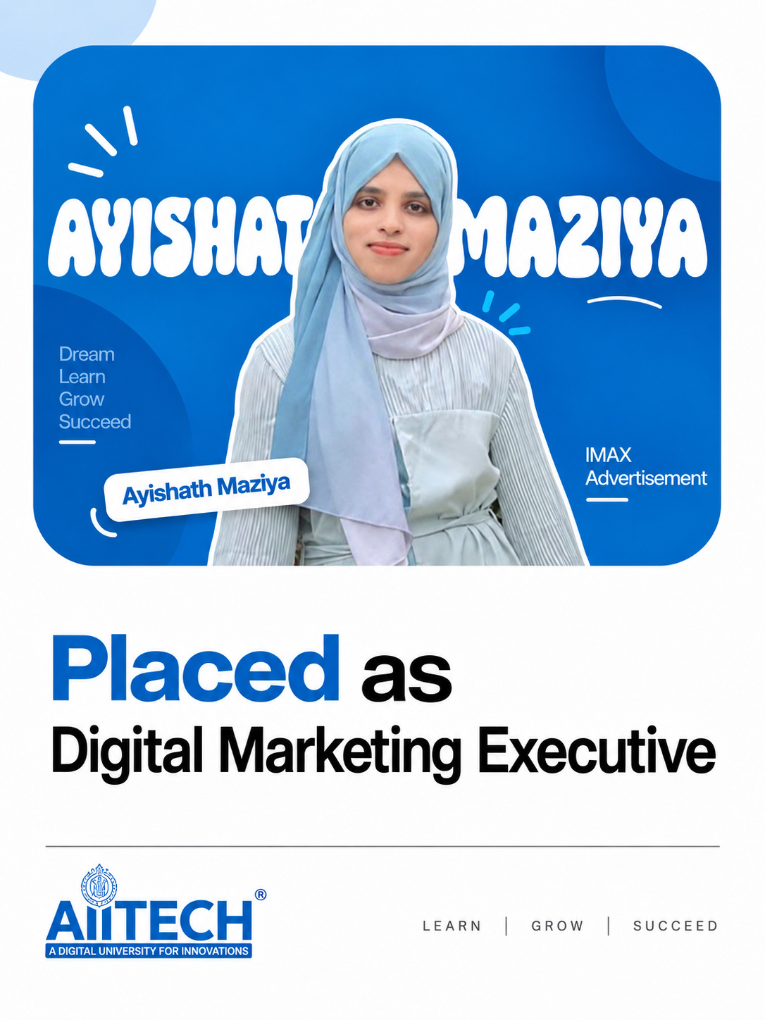 AIITECH Placed Student - Ayishath Maziya