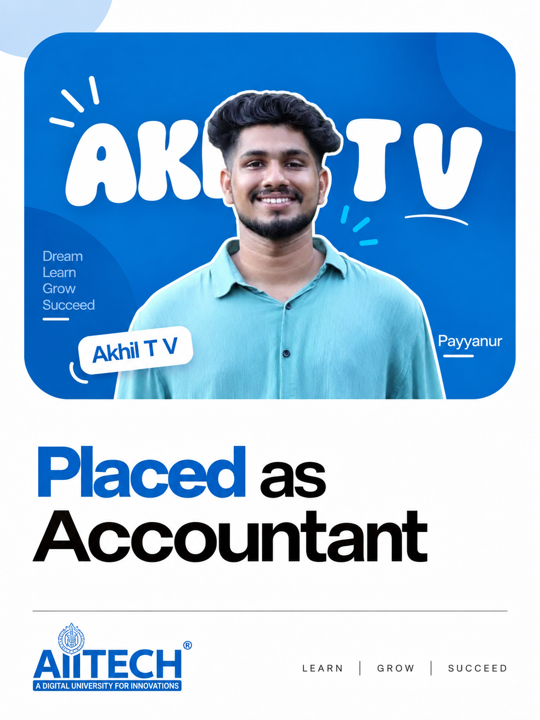 AIITECH Placed Student - Akhil T V