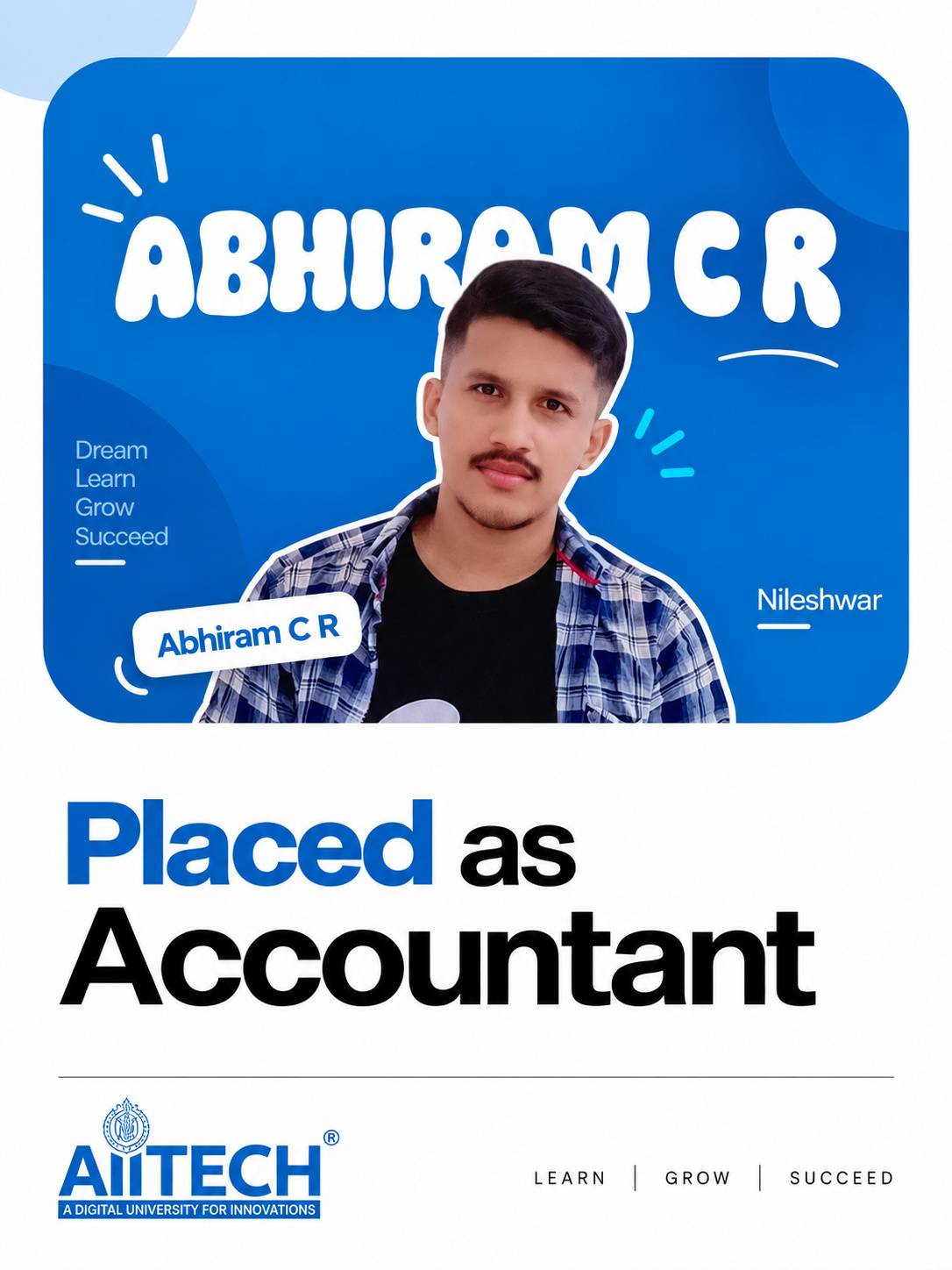 AIITECH Placed Student - Abhiram C R