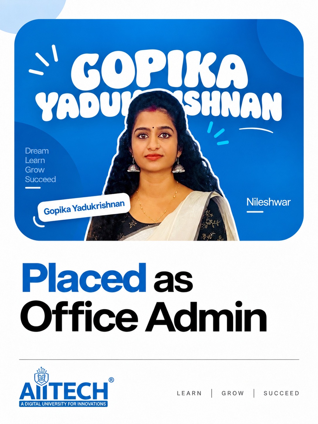 AIITECH Placed Student - Gopika Yadukrishnan