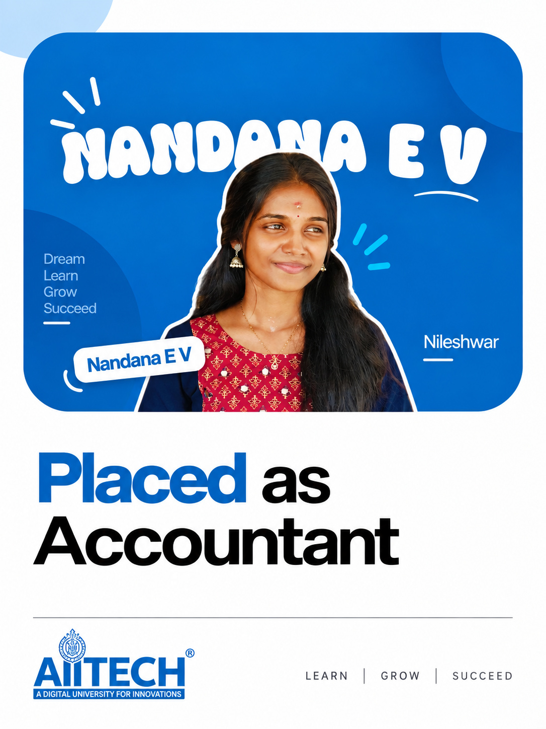 AIITECH Placed Student - Nandana E V