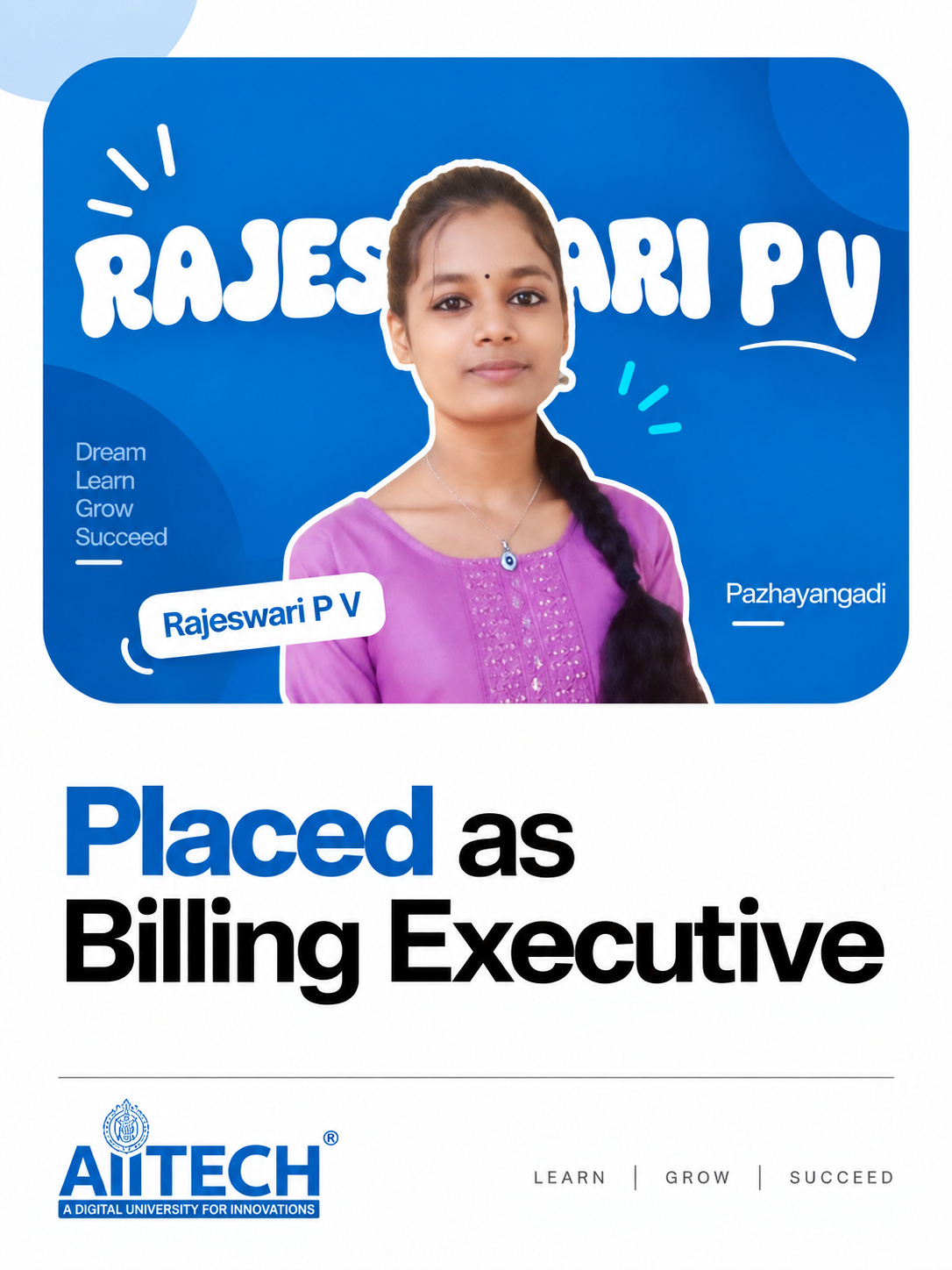 AIITECH Placed Student - Rajeswari P V