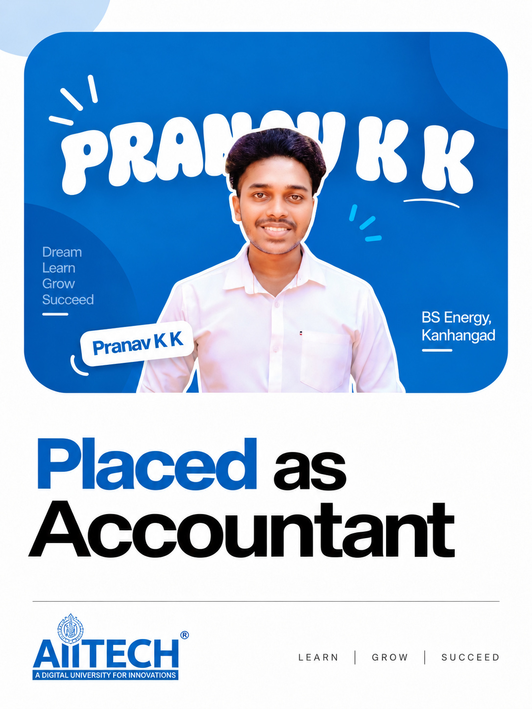 AIITECH Placed Student - Pranav K K