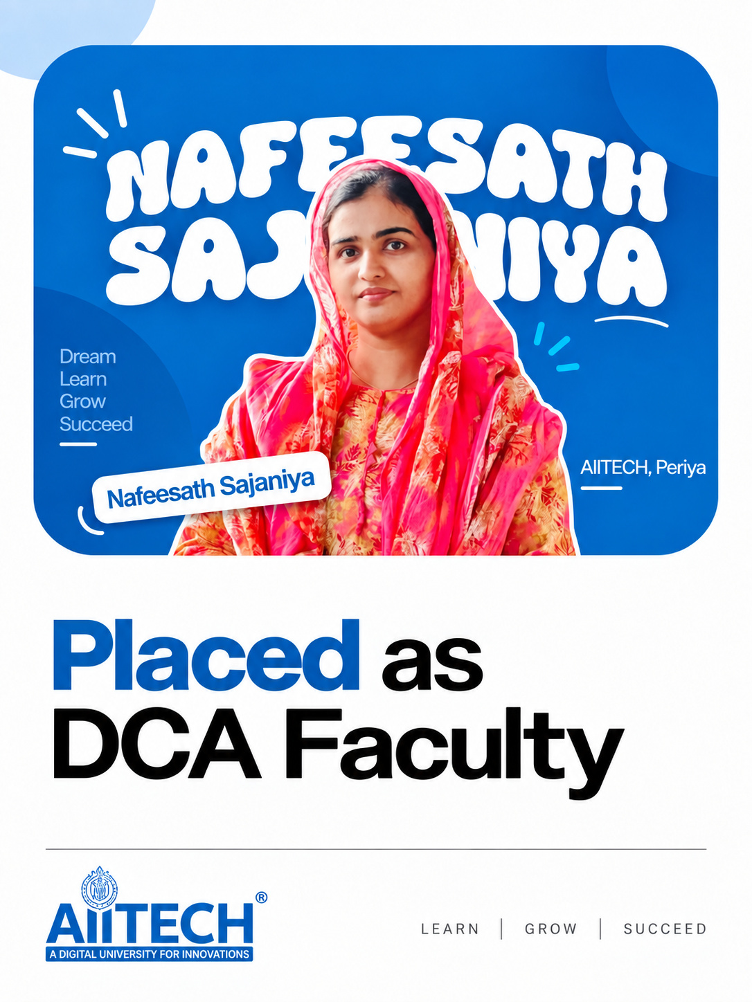 AIITECH Placed Student - Nafeesath Sajaniya