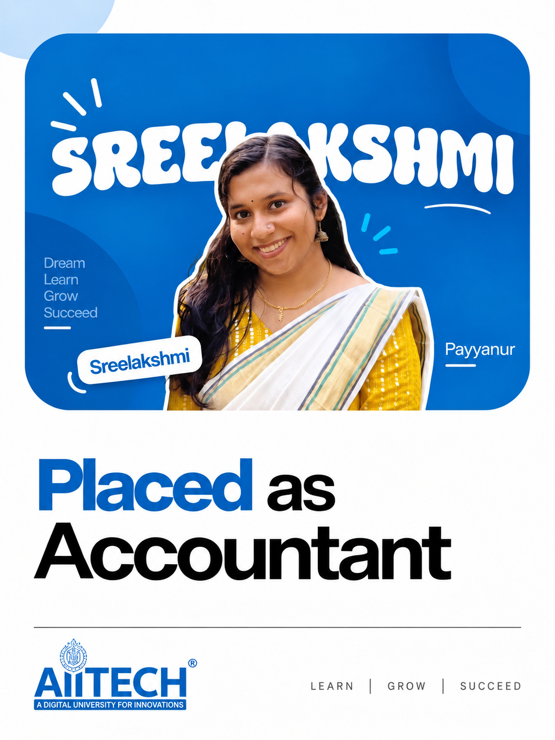 AIITECH Placed Student - Sreelakshmi