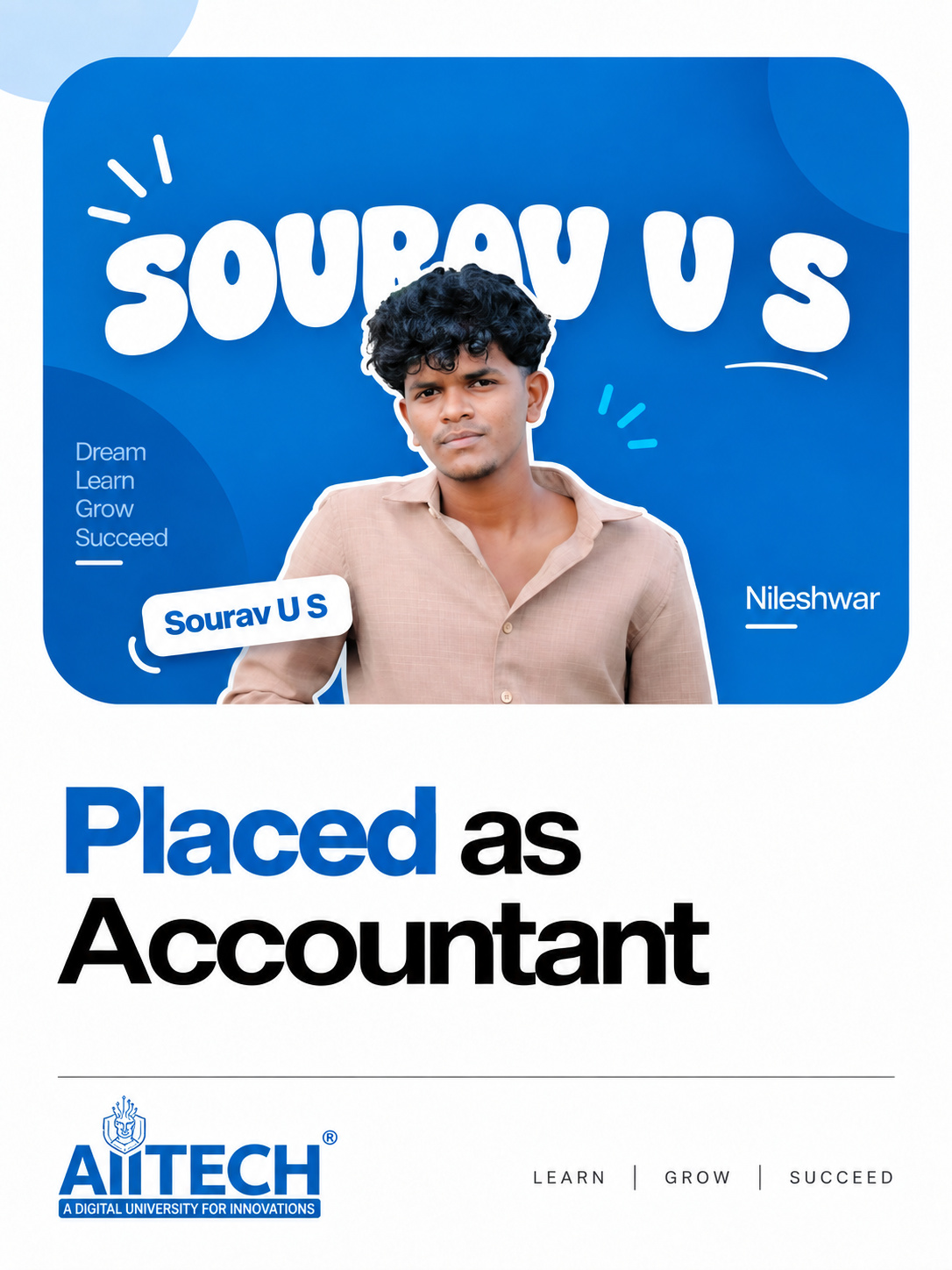 AIITECH Placed Student - Sourav U S