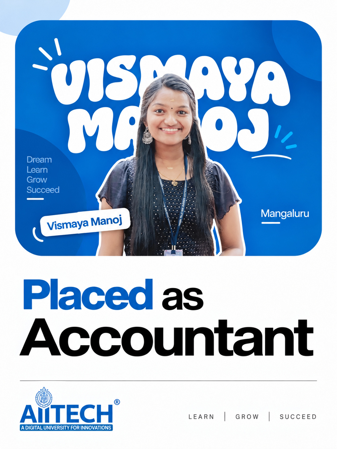 AIITECH Placed Student - Vismaya Manoj
